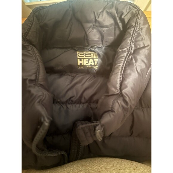 32 Degrees HEAT by Weatherproof Down Puffer Vest Women’s L Navy Zip Packable - Picture 3 of 5